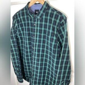 Vans Men’s Button Down Shirt M Green Black Plaid Long Sleeve Skateboard